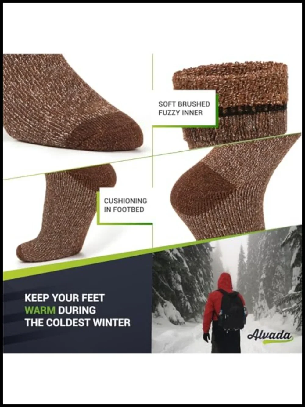 Wool Blend Thermal Hiking Boot Socks with Arch Compression Support